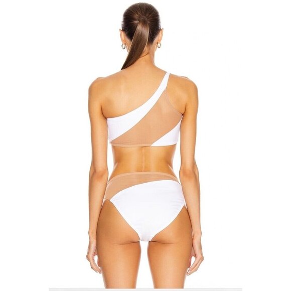 Norma Kamali Snake Mesh Bra Swimsuit White & Nude Mesh - Picture 4 of 5